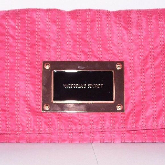 Victoria Secret Fold Over Coral Clutch Hand Bag - Picture 2 of 7